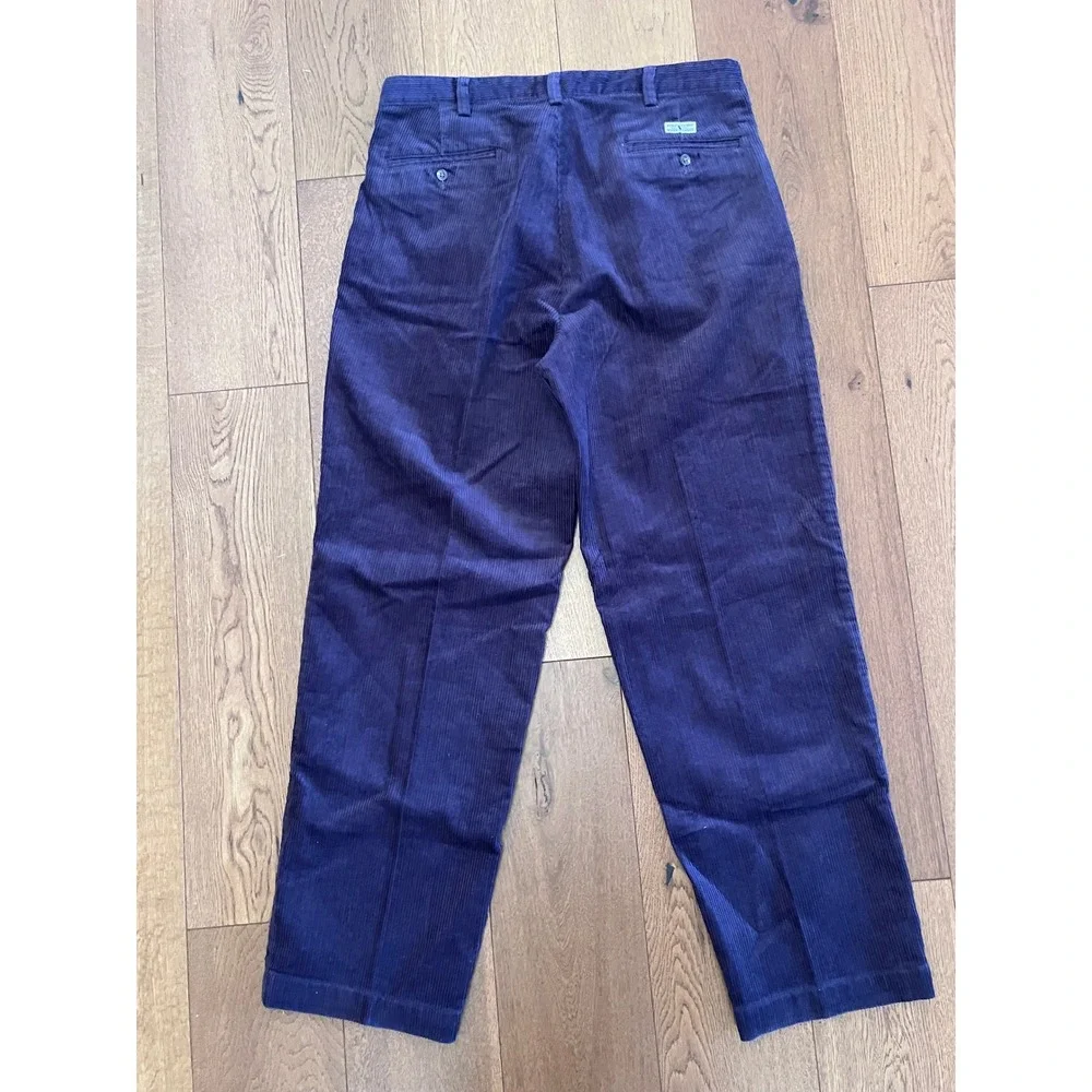 Vintage Polo Ralph Lauren Corduroy Pants 34x29 Purple Pleated Cords Wide Leg
